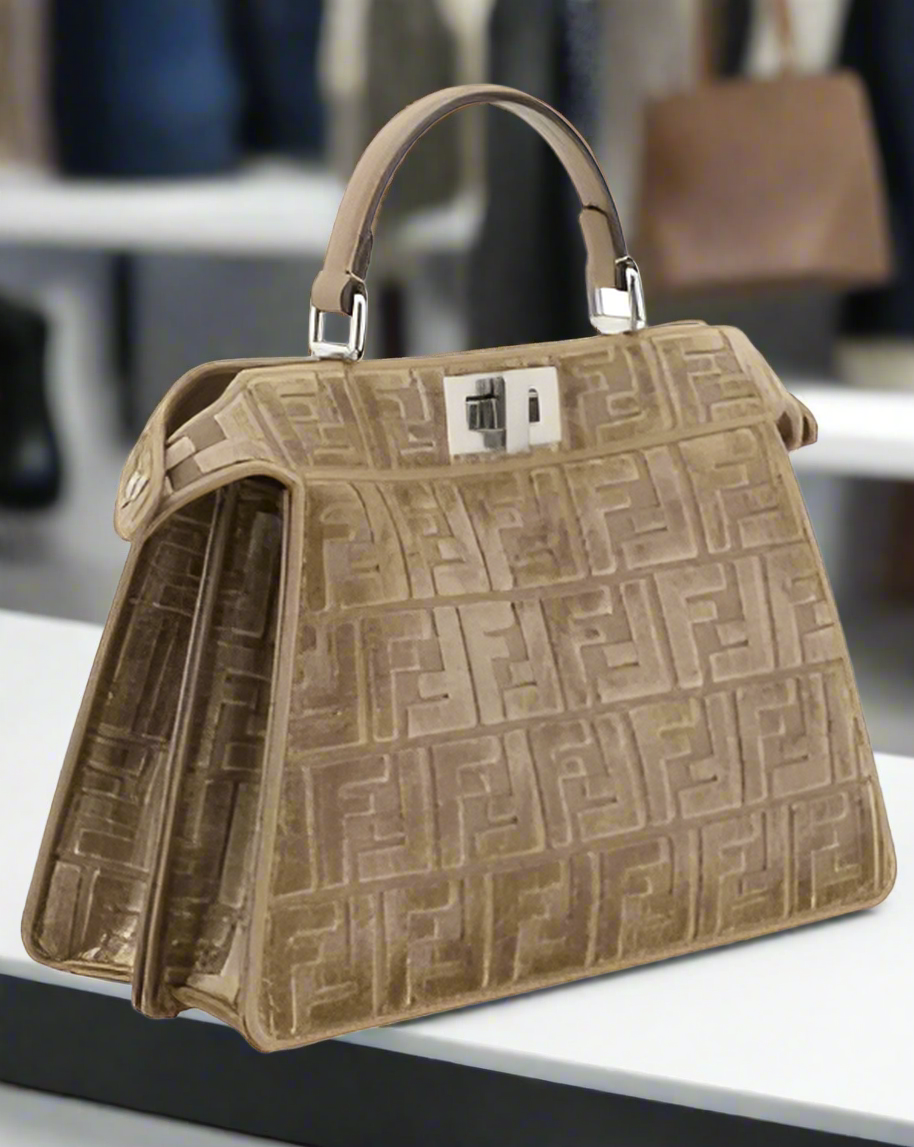 FENDI BROWN VELVET HANDBAG