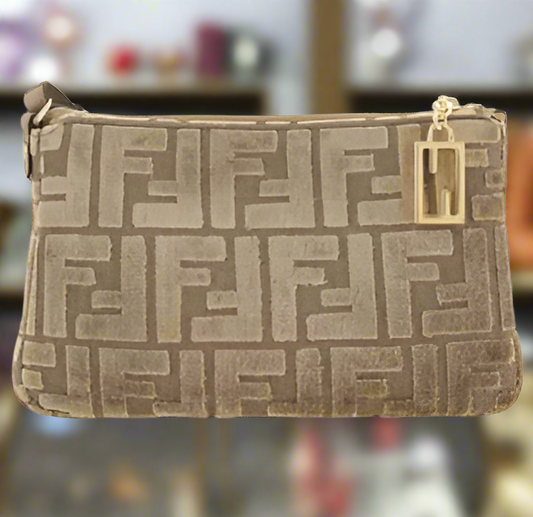 FENDI BROWN MONOGRAM FF CLUTCH BAG