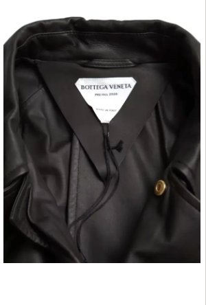 Bottega Veneta BLACK LEATHER MEN WATERPROOF TRENCH COAT JACKET