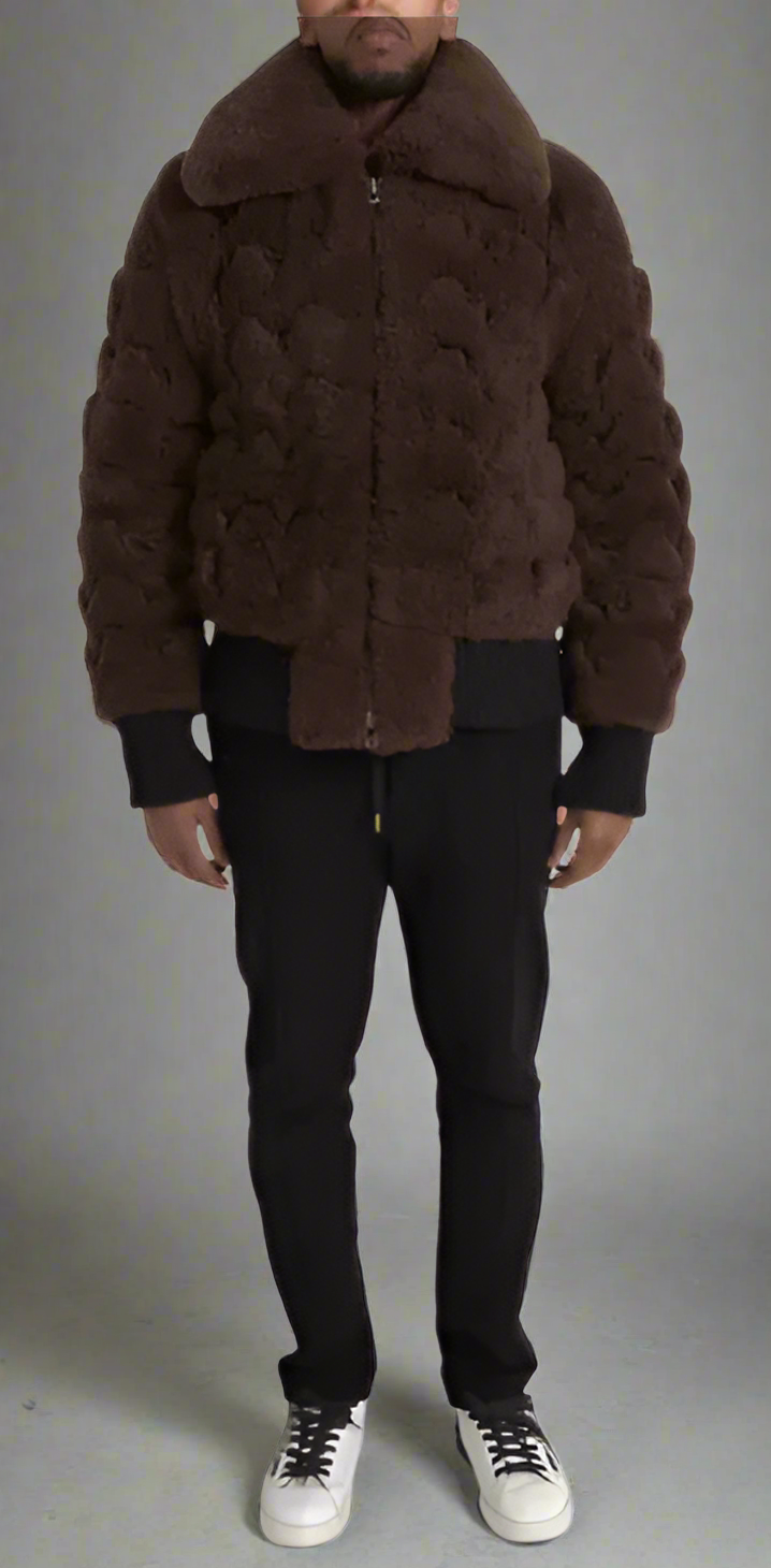 Bottega Veneta BROWN FUR LAMB SHEARLING COAT JACKET