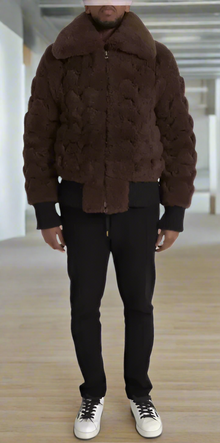 Bottega Veneta BROWN FUR LAMB SHEARLING COAT JACKET