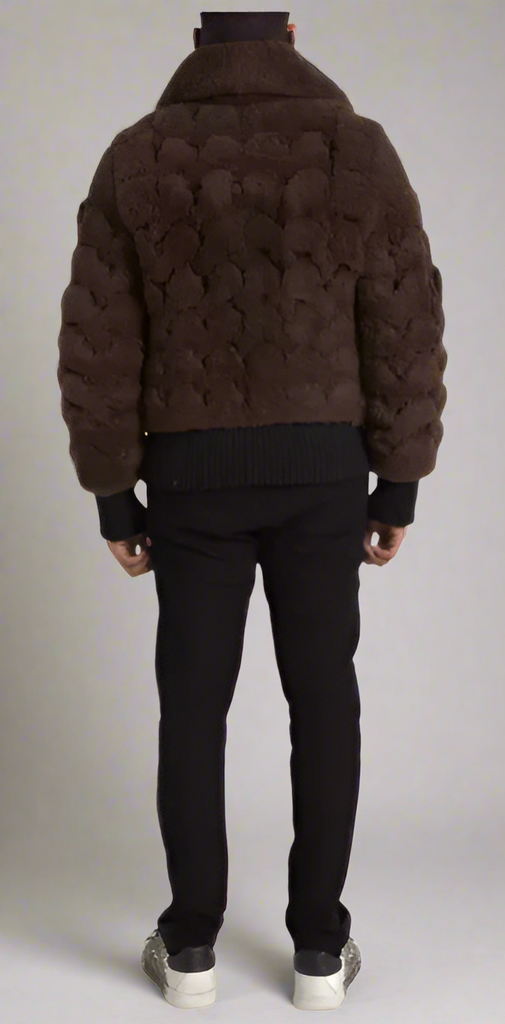 Bottega Veneta BROWN FUR LAMB SHEARLING COAT JACKET