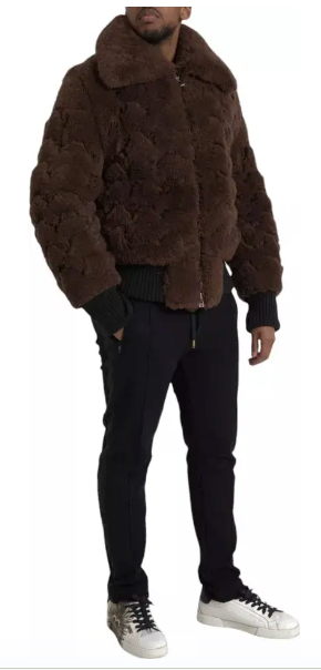 Bottega Veneta BROWN FUR LAMB SHEARLING COAT JACKET