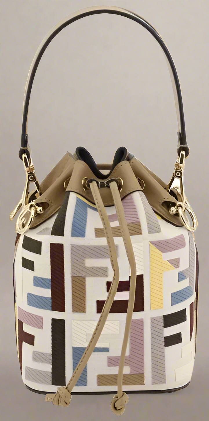 FENDI BEIGE LEATHER-MULTI MON TRESOR BUCKET BAG