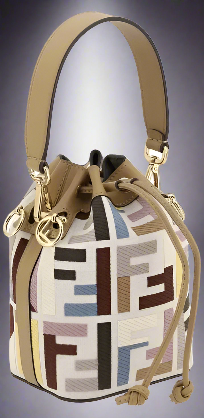 FENDI BEIGE LEATHER-MULTI MON TRESOR BUCKET BAG