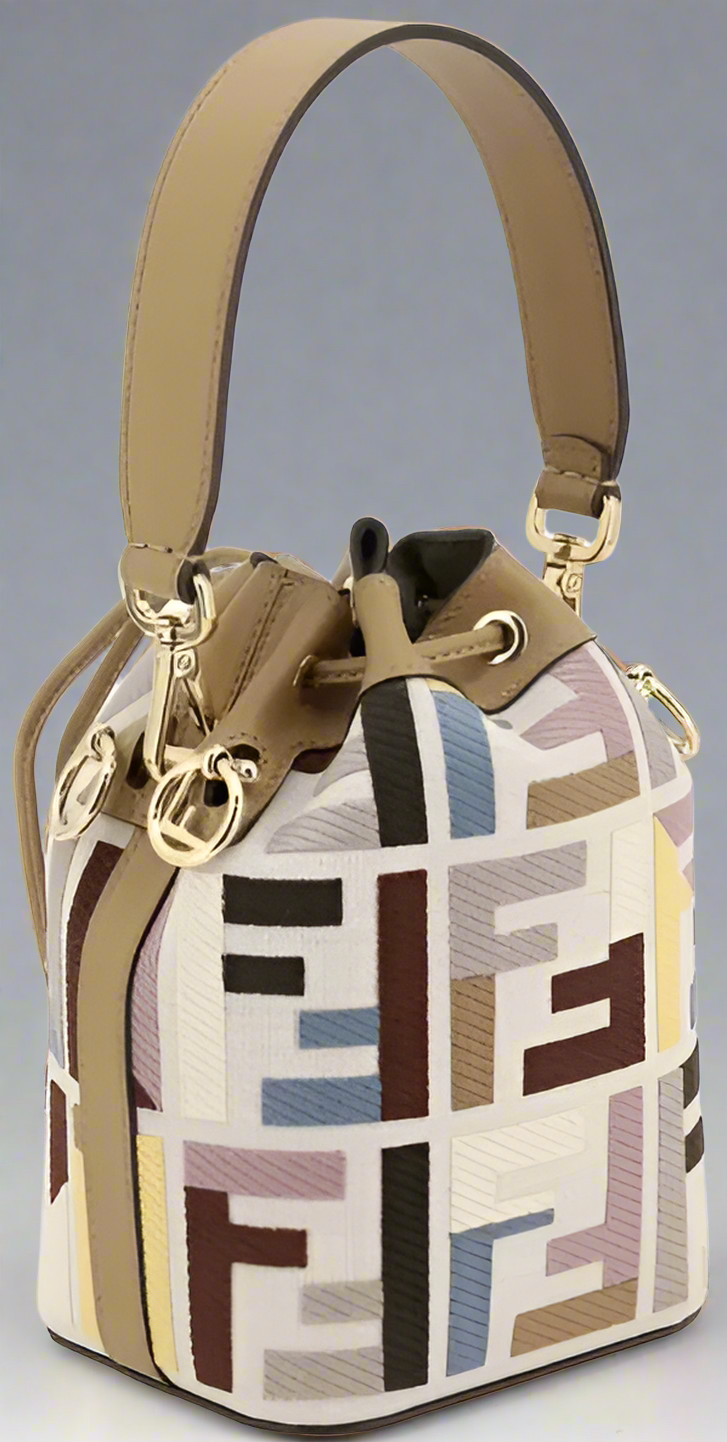 FENDI BEIGE LEATHER-MULTI MON TRESOR BUCKET BAG