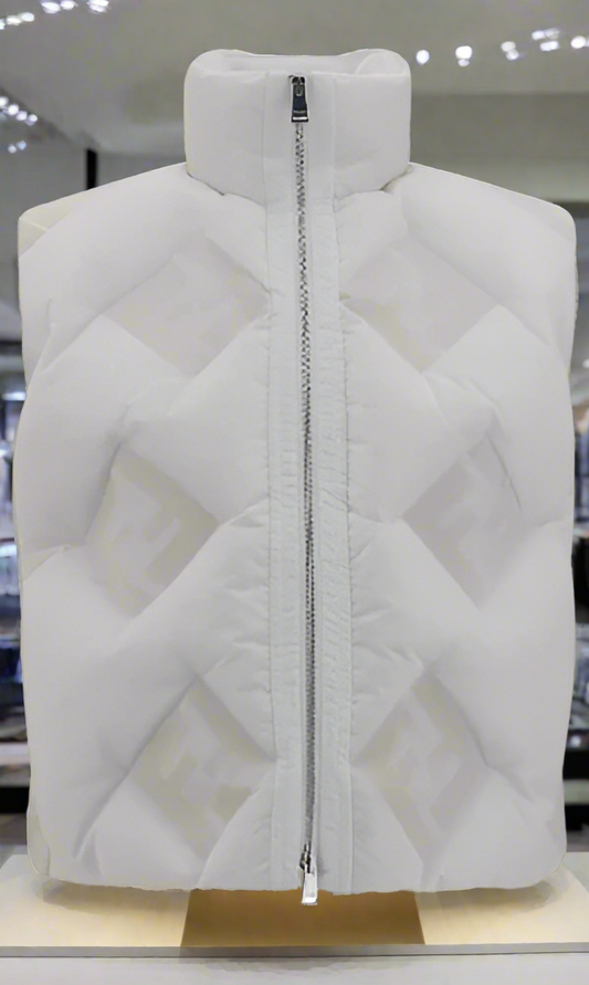 FENDI WOMEN'S WHITE LOGO’S DOWN VEST