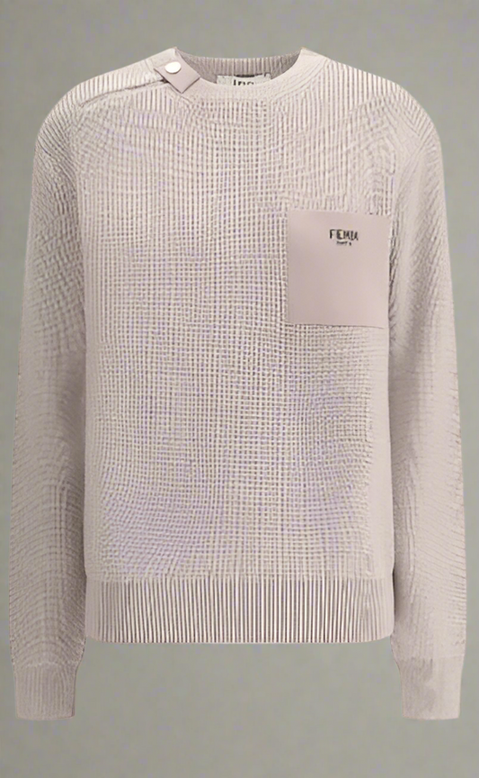 FENDI WOMEN'S TAUPE RIBBED SWEATER