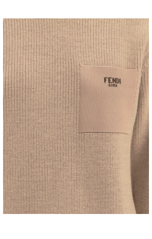 FENDI WOMEN'S TAUPE RIBBED SWEATER