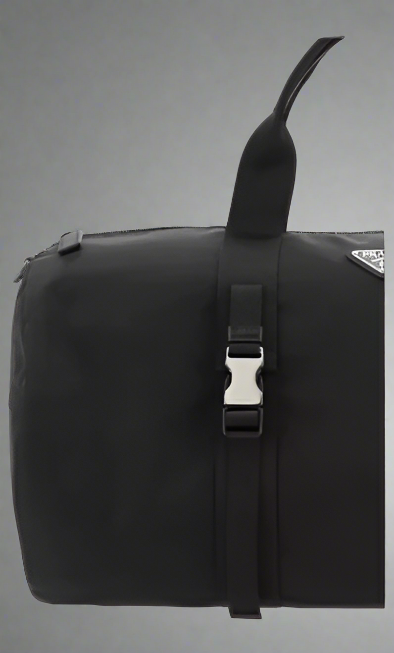 PRADA men's black logoed duffle travel bag