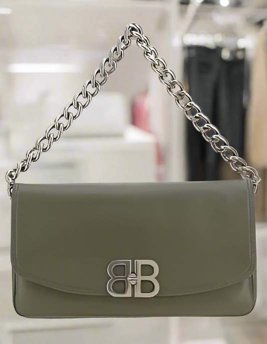 BALENCIAGA GREY CHAINED SHOULDER BAG