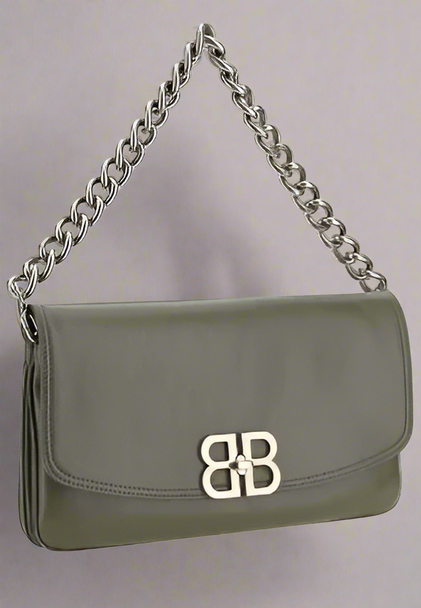 BALENCIAGA GREY CHAINED SHOULDER BAG