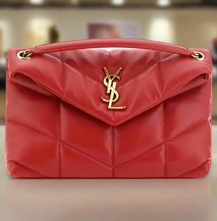 SAINT LAURENT RED LEATHER LOU LOU SHOULDER BAG