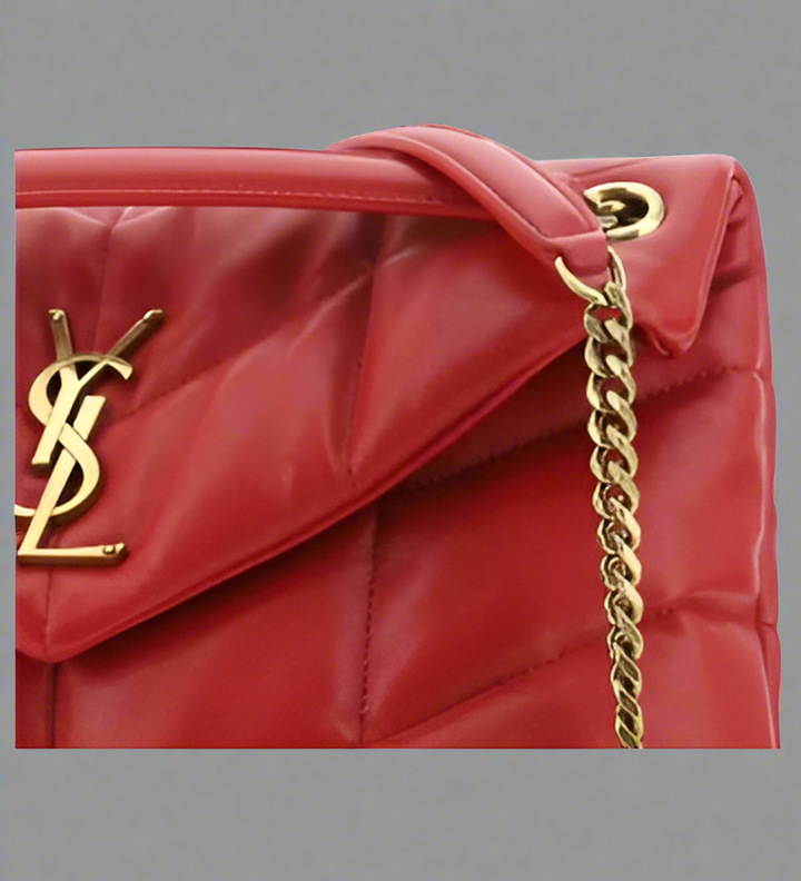 SAINT LAURENT RED LEATHER LOU LOU SHOULDER BAG