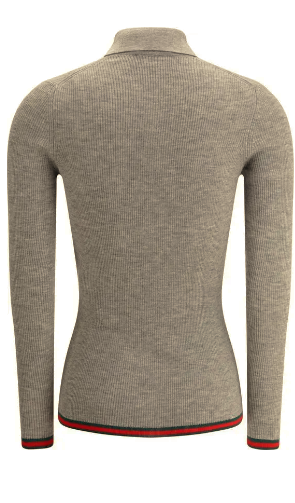 GUCCI WOMEN'S GREY CASHMERE POLO SHIRT