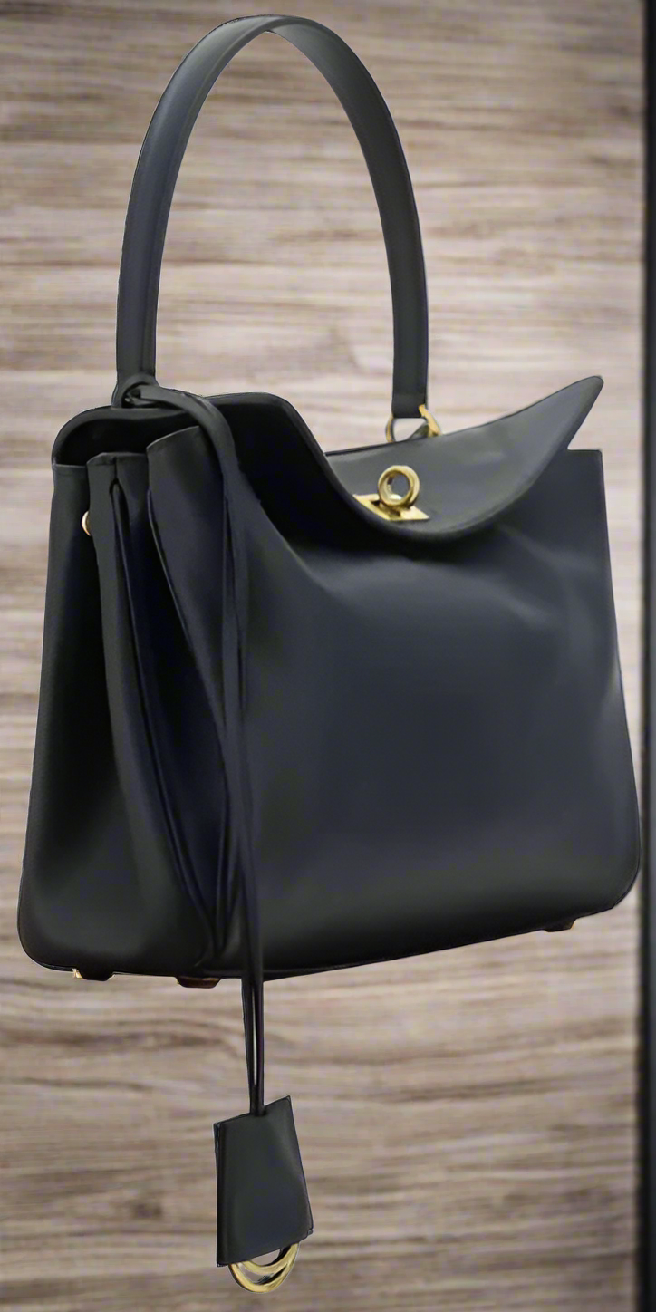 BALENCIAGA BLACK LEATHER RODEO SHOULDER BAG