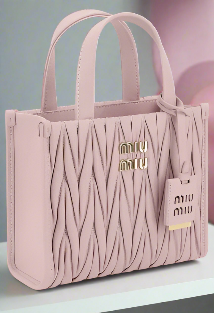 MIU MIU PINK LEATHER MATELASSÉ SHOULDER BAG