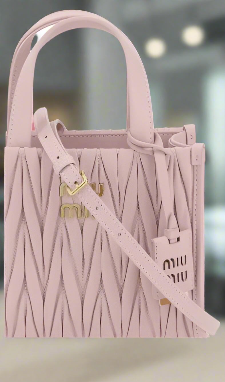 MIU MIU PINK LEATHER MATELASSÉ SHOULDER BAG