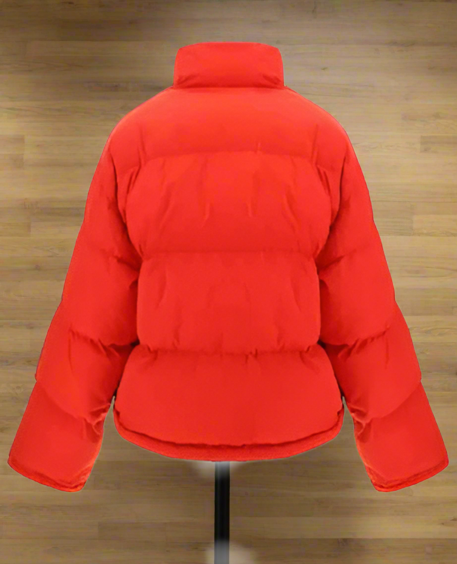 BALENCIAGA WOMEN'S BLACK/RED REVERSIBLE DOWN JACKET