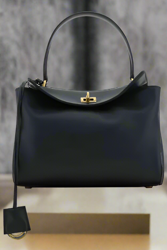 BALENCIAGA BLACK LEATHER RODEO SHOULDER BAG