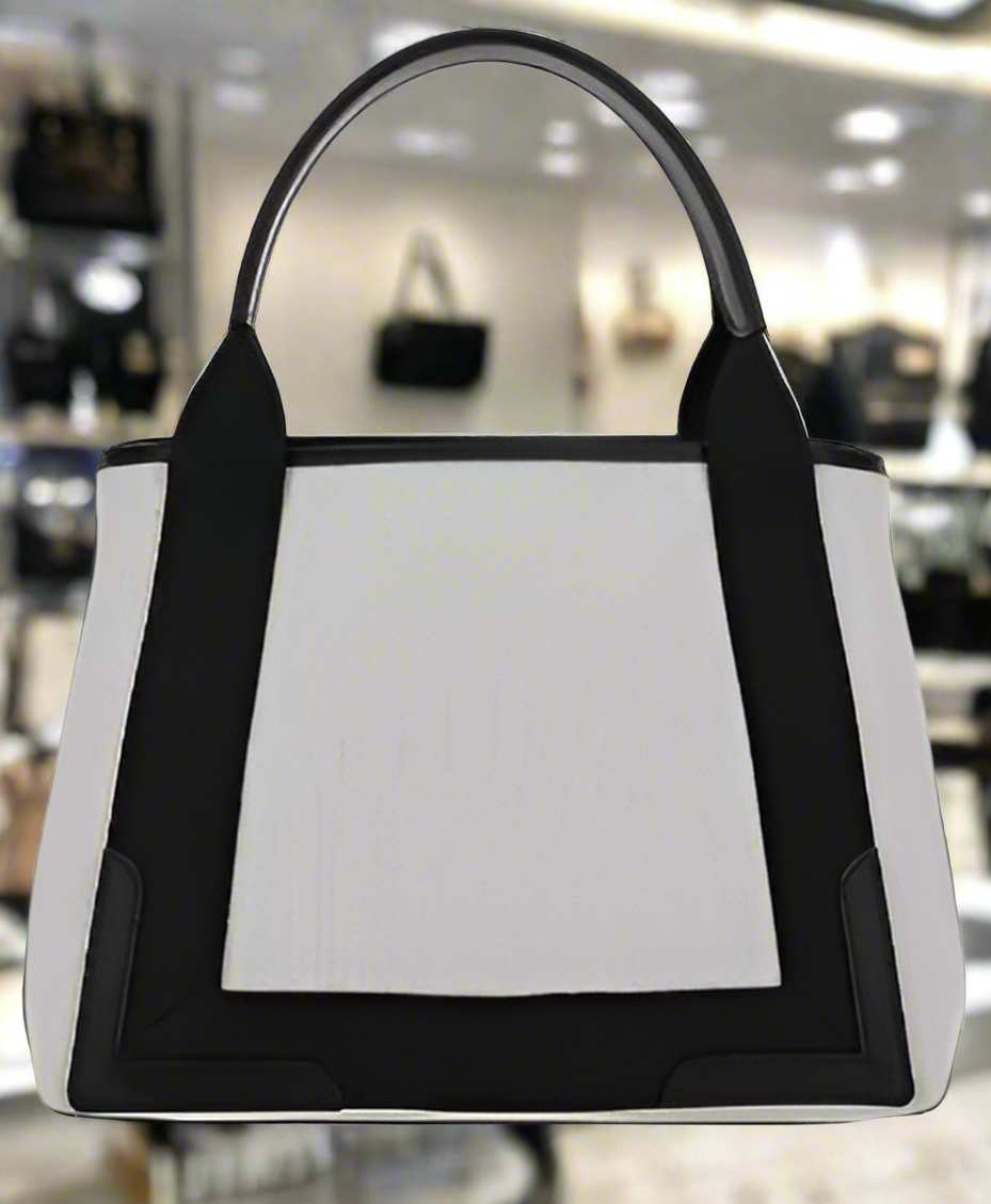 BALENCIAGA COTTON/LEATHER BLACK/WHITE HANDBAG