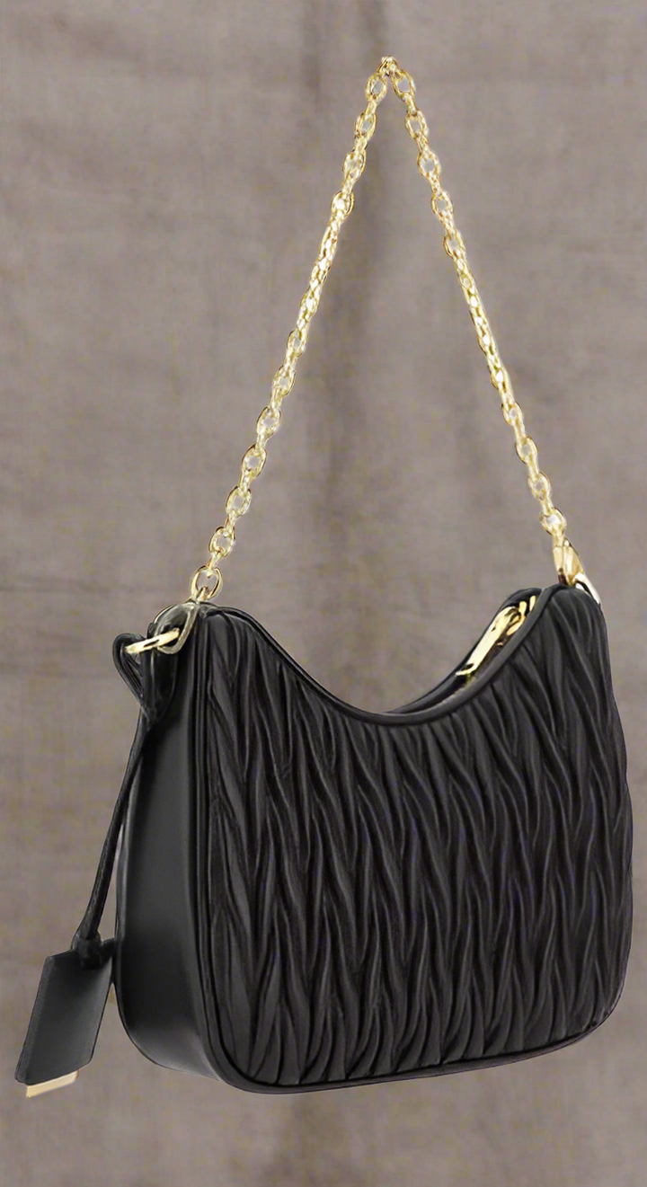 MIU MIU BLACK LEATHER WANDER SHOULDER BAG