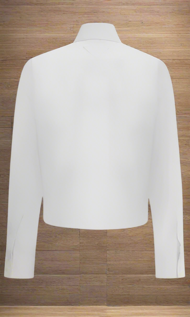 PRADA women's white Cotton adorned collar shirt