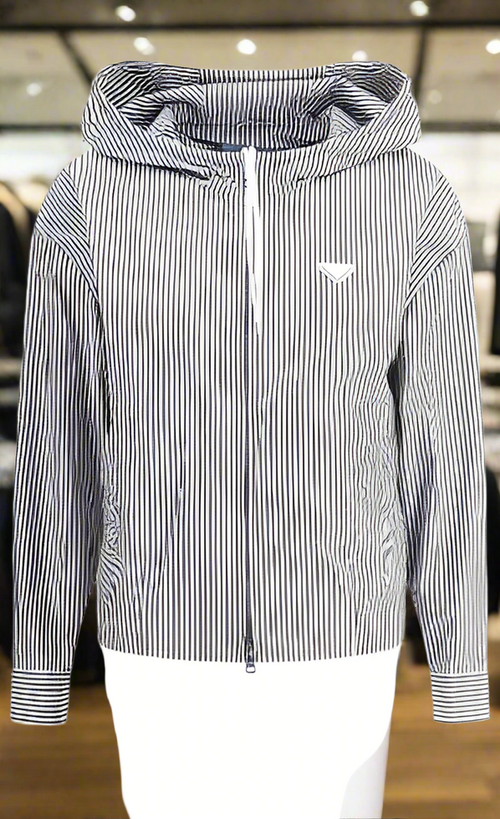 PRADA women's striped hooded jacket