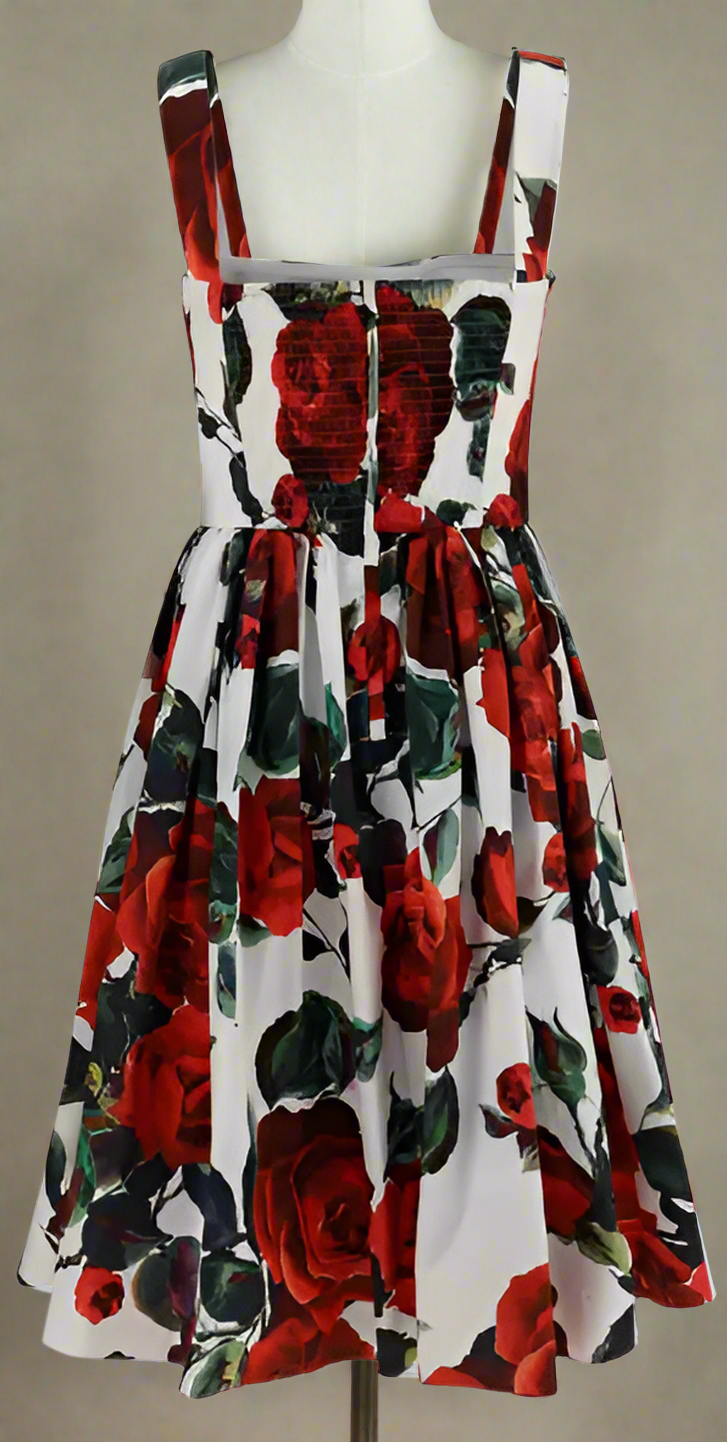 Dolce & Gabbana ROSE PATTERNED MIDI DRESS