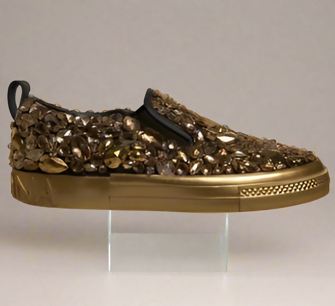 Dolce & Gabbana men's (PRELOVED) GOLD CRYSTAL EMBELLISHED SLIP ON SHOES