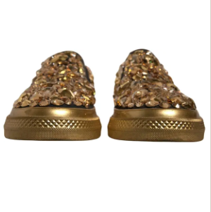 Dolce & Gabbana men's (PRELOVED) GOLD CRYSTAL EMBELLISHED SLIP ON SHOES