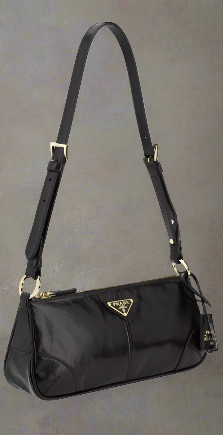 Prada black leather RE-EDITION 2002 SHOULDER BAG