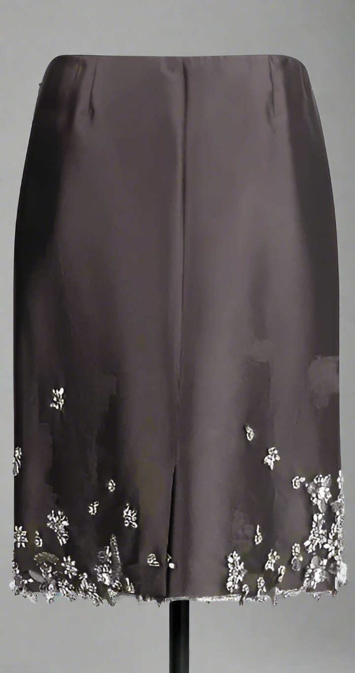 Prada black MIDI SKIRT WITH CRYSTALS