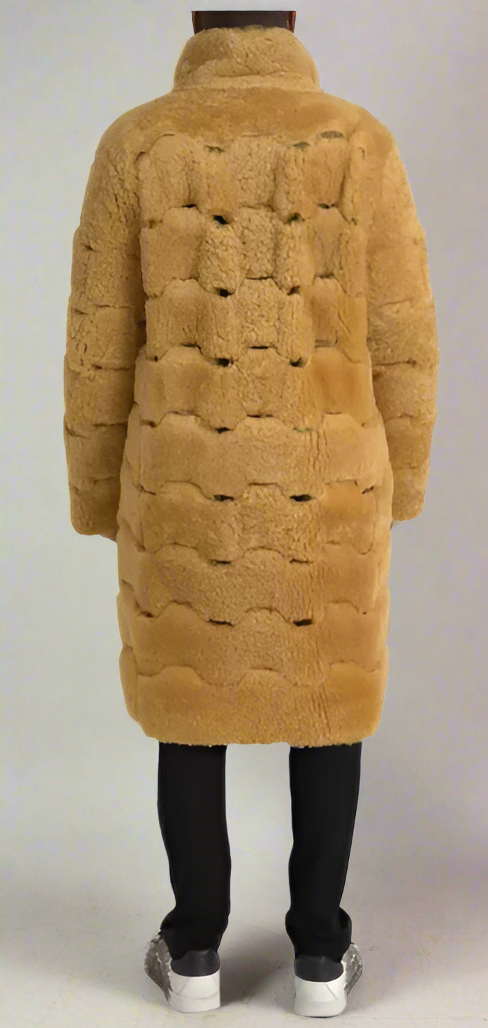 Bottega Veneta YELLOW WOOL LONG TEDDY COAT JACKET