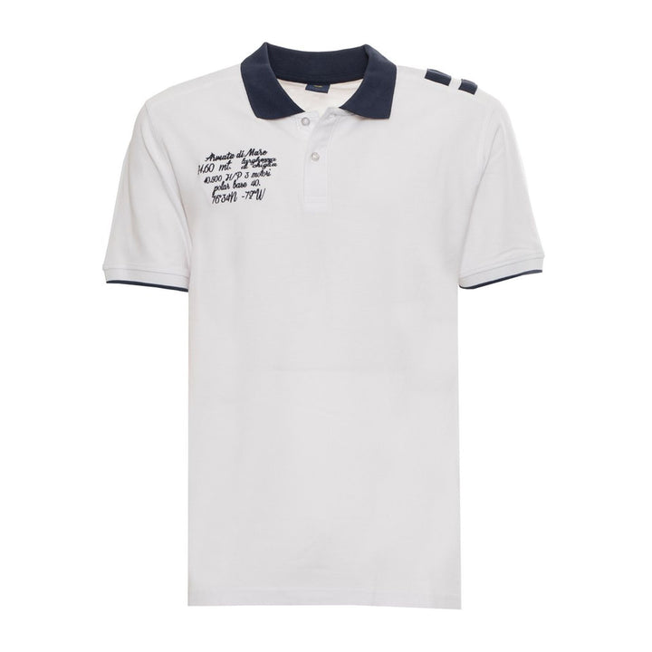 White men's short sleeve Polo shirt with logo