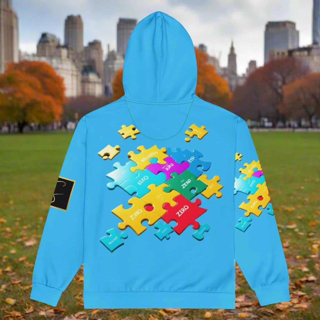 Blue Unisex "The Puzzle" zip hoodie by STORE 7994