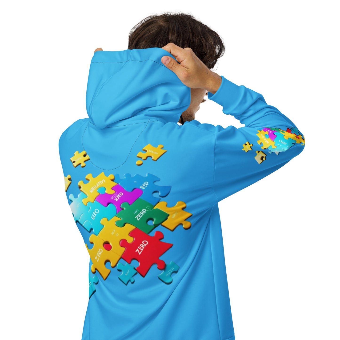 Blue Unisex "The Puzzle" zip hoodie by STORE 7994