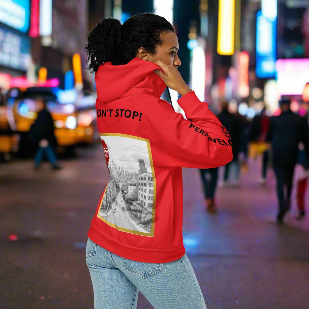 DON'T STOP! "Perseverance" Red Unisex zip hoodie by STORE 7994