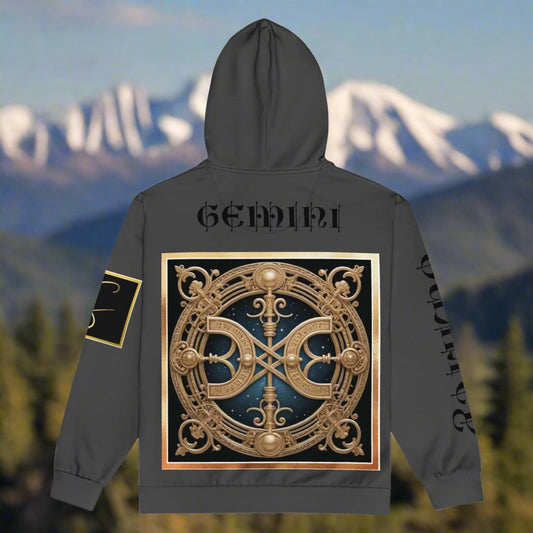 Sudadera unisex con capucha y cremallera "GEMINI DUALITY" de STORE 7994