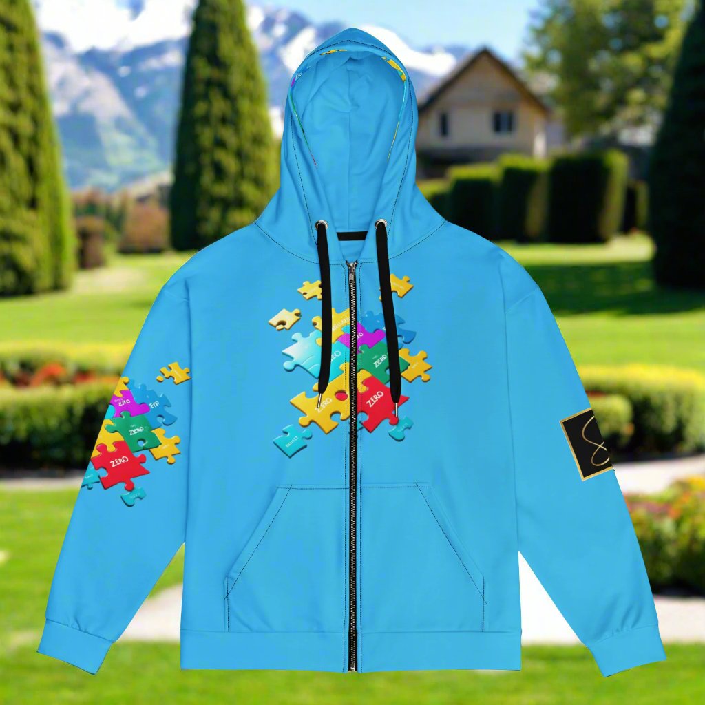 Blue Unisex "The Puzzle" zip hoodie by STORE 7994