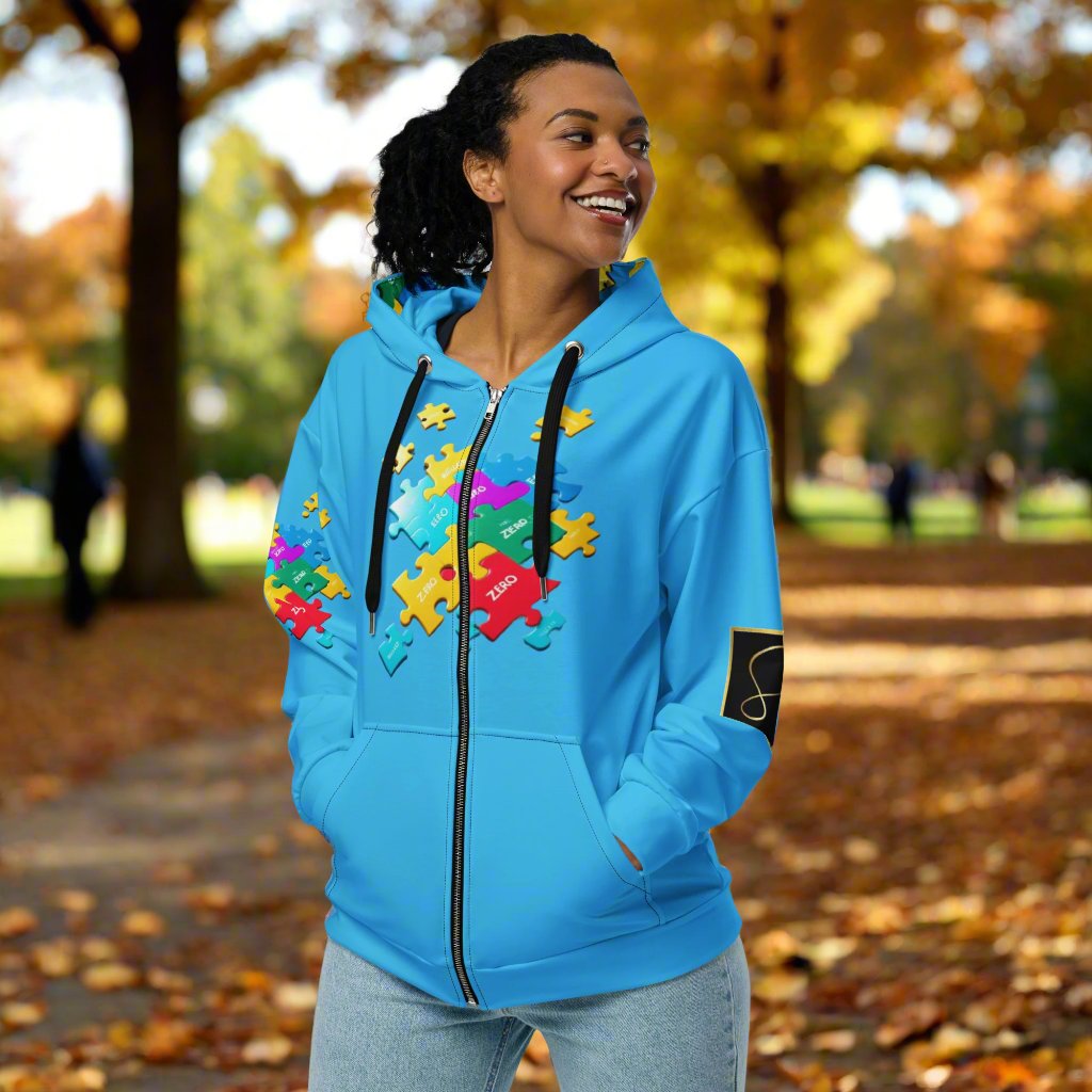 Blue Unisex "The Puzzle" zip hoodie by STORE 7994