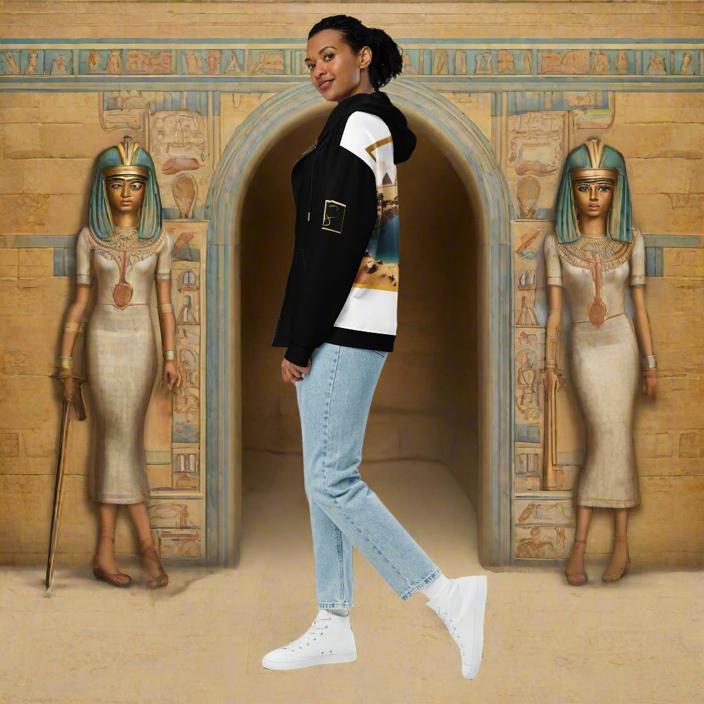 Sudadera unisex con capucha y cremallera Nefertiti de Egipto de STORE 7994