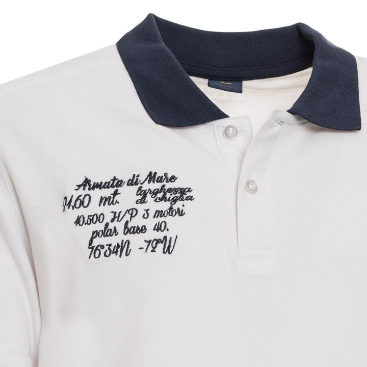 White men's short sleeve Polo shirt with logo