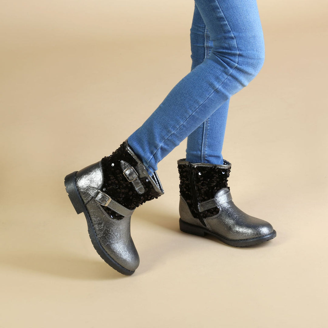 Bottines Shone Kids/Girls gris argenté 