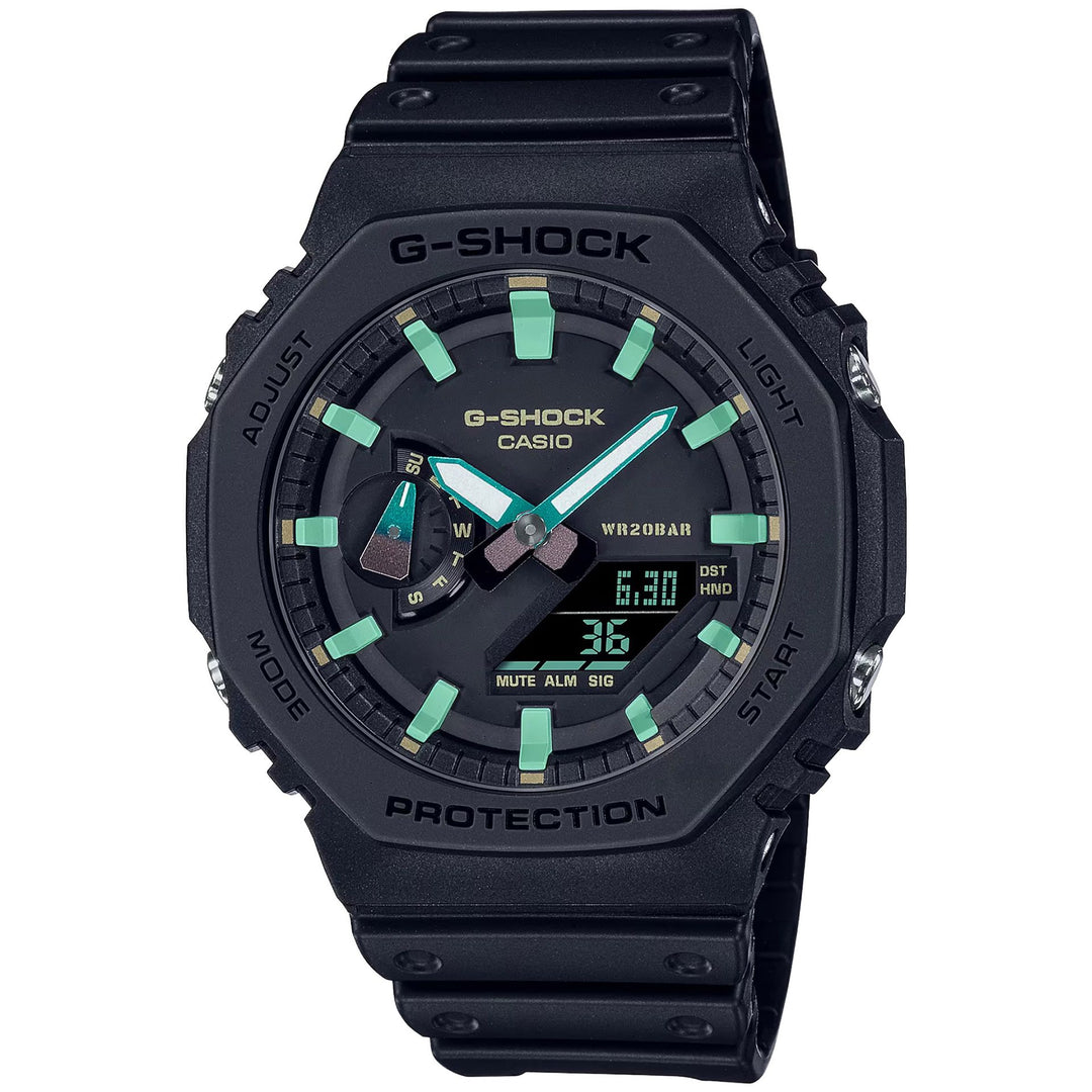 CASIO G-SHOCK men's black resin/green indices Watches