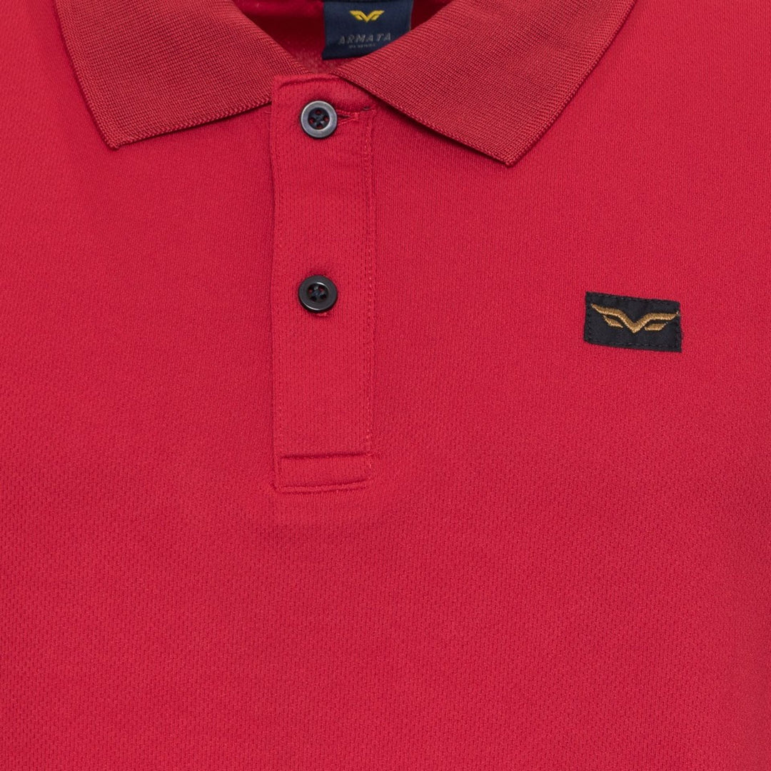 Men's red short sleeve collared Polo shirt with front logo