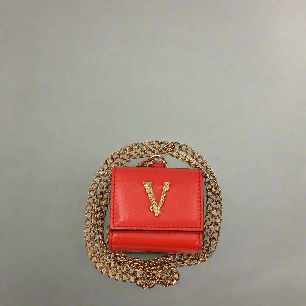 VERSACE women's red leather Across body