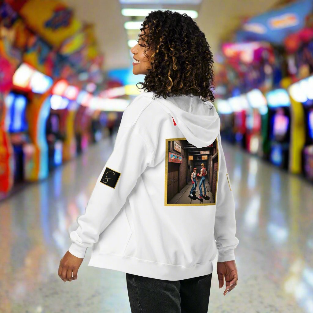 "DRAGON" unisex front zip hoodie inspired by 80's Arcade games by STORE 7994