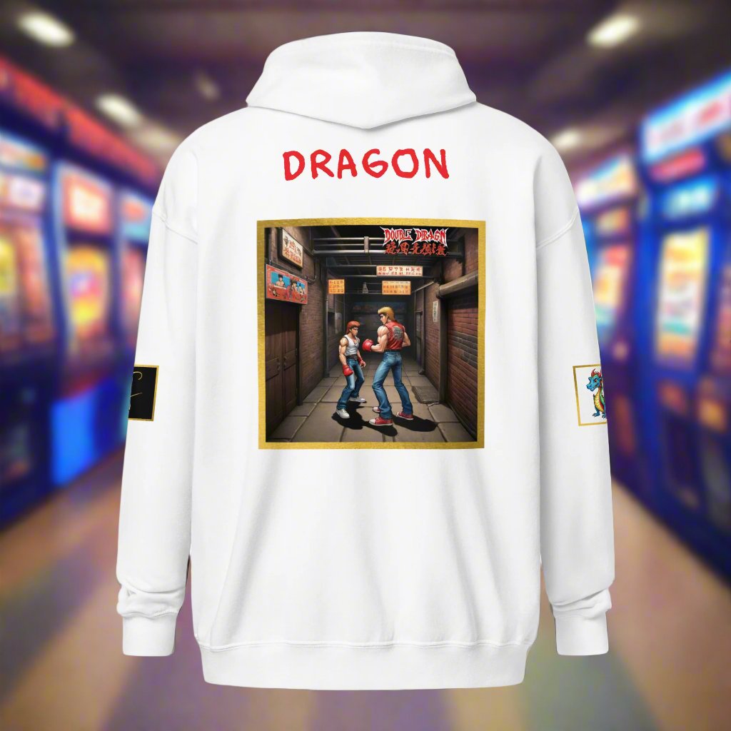 "DRAGON" unisex front zip hoodie inspired by 80's Arcade games by STORE 7994