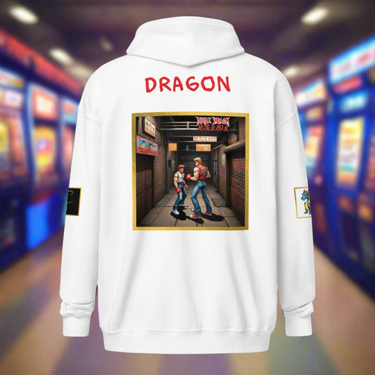 Sudadera unisex con capucha y cremallera frontal "DRAGON" inspirada en los juegos Arcade de los años 80 de STORE 7994